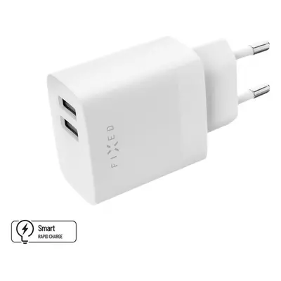 FIXED nabíječka s 2x USB-A, 17W, bílá