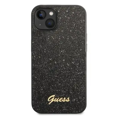 Guess PC/TPU Glitter Flakes Metal Logo kryt iPhone 14 Plus černý