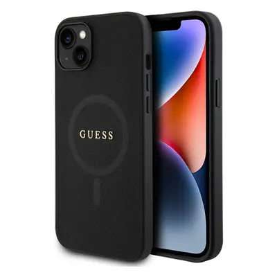 Guess PU Saffiano MagSafe kryt iPhone 15 černý