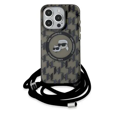 Karl Lagerfeld IML Monogram Crossbody K&CH Heads MagSafe zadní kryt iPhone 15 Pro černý