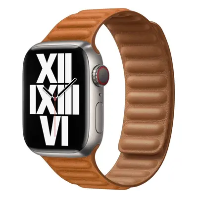 Apple Watch 41mm zlatohnědý kožený tah - M/L Zlatohnědá