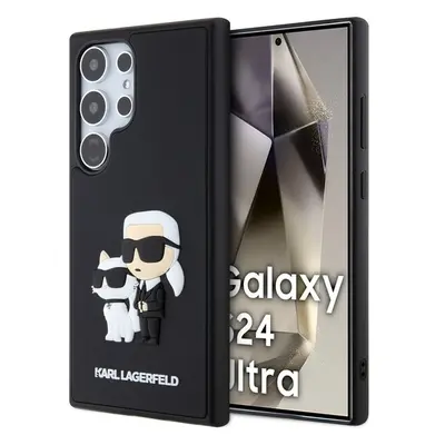 Karl Lagerfeld 3D Rubber Karl and Choupette kryt Samsung Galaxy S24 Ultra černý