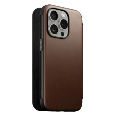 Nomad Modern Leather Folio, brown - iPhone 15 Pro (NM01628385) Hnědá