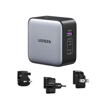 UGREEN 90409 USB-A+2*USB-C 65W GaN Tech Worldwide Cestovní rychlonabíječka Šedá