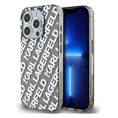 Karl Lagerfeld IML Electroplated Repeated Logo zadní kryt iPhone 15 Pro Max stříbrný