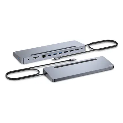 i-tec USB-C Metal Ergonomic 4K 3x Display dokovací stanice s Power Delivery 100W Šedá