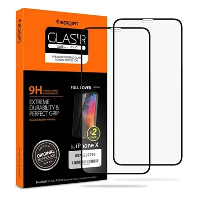 Spigen Glass FC 2 Pack tvrzenné sklo iPhone 11 Pro/XS/X černé