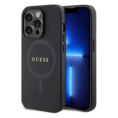 Guess PU Saffiano MagSafe kryt iPhone 15 Pro černý