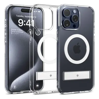 Spigen Caseology Capella kryt se stojánkem s MagFit iPhone 15 Pro čirý/bílý