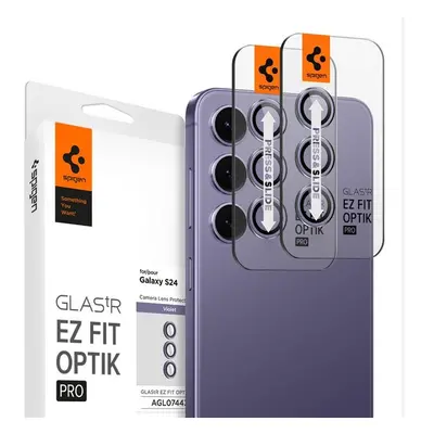 Spigen Glass tR EZ Fit Optik Pro 2 Pack ochranné sklo na fotoaparát Samsung Galaxy S24 fialové