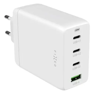 FIXED GaN nabíječka s 3xUSB-C a USB-A, PD 3.0, 100W, bílá