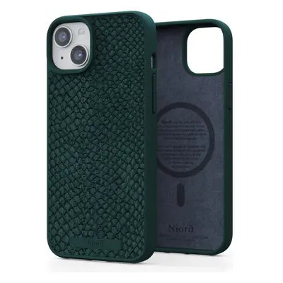 NJORD Salmon Leather Magsafe kryt iPhone 15 Plus zelený