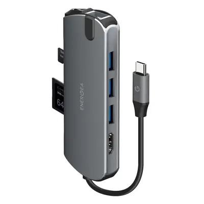 ENERGEA AluHub HD Pro 8v1 USB-C 3.1 s podporou PD a čtečkou karet, šedý