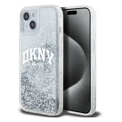 DKNY Liquid Glitter Arch Logo kryt iPhone 15 čirý