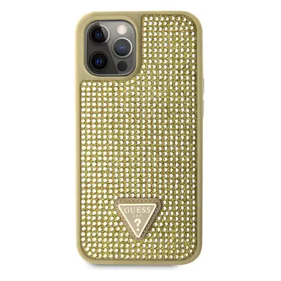 Guess Rhinestones Triangle Metal Logo kryt pro iPhone 12 Pro Max zlatý