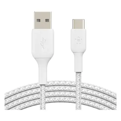 Belkin BOOST Charge Braided USB-C/USB-A odolný kabel, 2m, bílý