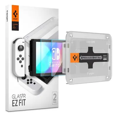 SPIGEN Glass EZ FIT 2-pack Nintendo Switch OLED Čirá