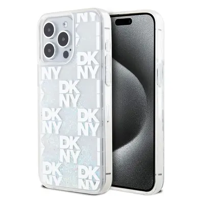 DKNY Liquid Glitter Checkered Pattern kryt iPhone 15 Pro Max čirý