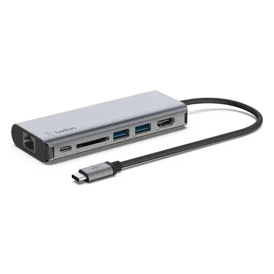 Belkin USB-C 6in1 HUB 4K HDMI, USB-C PD 3.0, 2x USB-A 3.0, RJ45, čtečka SD karet