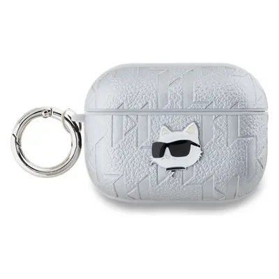 Karl Lagerfeld PU Embossed Choupette Head pouzdro AirPods 3 stříbrné