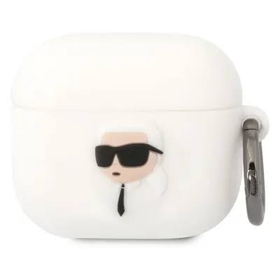 Karl Lagerfeld 3D Logo NFT Karl Head Silikonové pouzdro Airpods 3 bílé