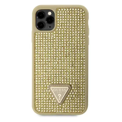 Guess Rhinestones Triangle Metal Logo kryt pro iPhone 11 Pro zlatý