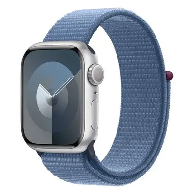 Apple Watch Series 9 41mm Stříbrný hliník s ledově modrým provlékacím řemínkem Stříbrná