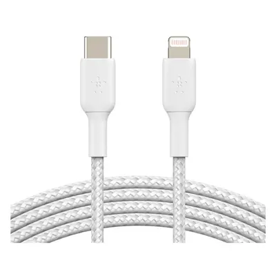 Belkin BOOST Charge Braided USB-C/Lightning odolný kabel, 1m, bílý