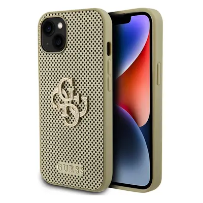 Guess PU Perforated 4G Glitter Metal Logo kryt iPhone 13 zlatý