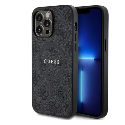 Guess PU Leather 4G Colored Ring MagSafe kryt iPhone 14 Pro Max černý