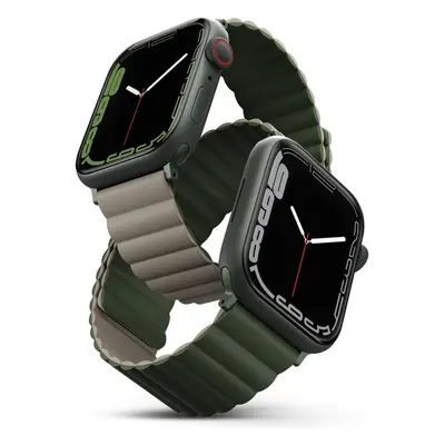 UNIQ Revix oboustranný řemínek pro Apple Watch 49/46/45/44/42mm Pine (zelený/šedý)