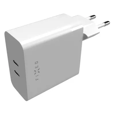 FIXED nabíječka s 2x USB-C výstupem, PD, 65W, bílá