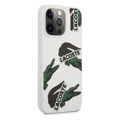 Lacoste Liquid Silicone Allover Pattern Kryt pro iPhone 13 Pro White