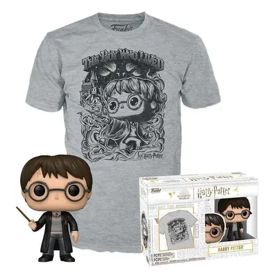 Funko Harry Potter POP! & Tee Box Harry Potter (FL) Velikost S Šedá