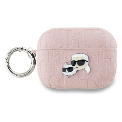 Karl Lagerfeld PU Embossed Karl and Choupette Heads pouzdro AirPods 3 růžové