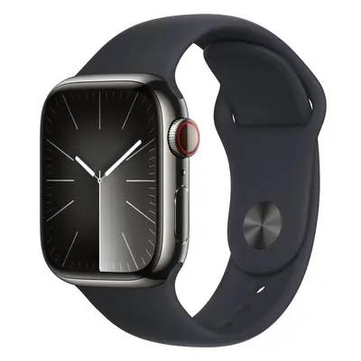 Apple Watch Series 9 Cellular 41mm Grafitová ocel s temně inkoustovým sportovním řemínkem M/L Gr