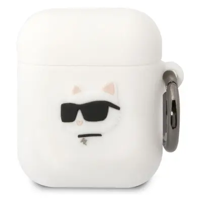 Karl Lagerfeld AirPods 1/2 cover Silicone Choupette Head 3D KLA2RUNCHH Bílá