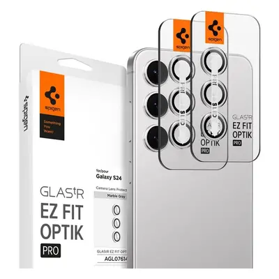 Spigen Glass tR EZ Fit Optik Pro 2 Pack ochranné sklo na fotoaparát Samsung Galaxy S24 stříbrné