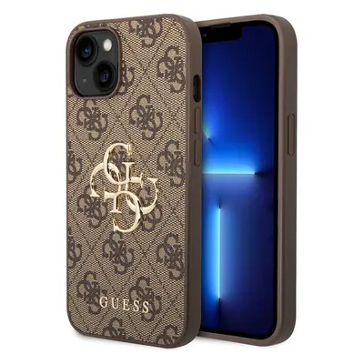 Guess PU 4G Metal Logo kryt iPhone 15 Plus hnědý