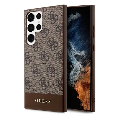 Guess PU 4G Stripe Zadní kryt Samsung Galaxy S24 Ultra hnědý