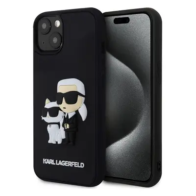 Karl Lagerfeld 3D Rubber Karl and Choupette kryt iPhone 14 černý