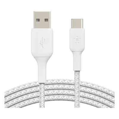 Belkin BOOST Charge Braided USB-C/USB-A odolný kabel, 3m, bílý