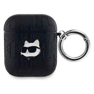 Karl Lagerfeld PU Embossed Choupette Head pouzdro pro AirPods 1/2 černé