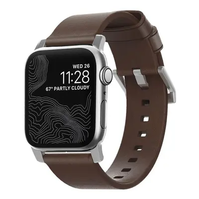 Nomad Modern kožený řemínek Apple Watch NM1A4RSM00 Hnědá/stříbrná