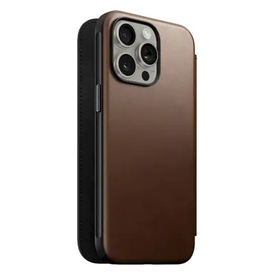 Nomad Modern Leather Folio, brown - iPhone 15 Pro Max (NM01633785) Hnědá