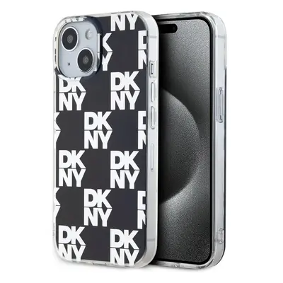 DKNY PC/TPU Checkered Pattern kryt iPhone 15 černý