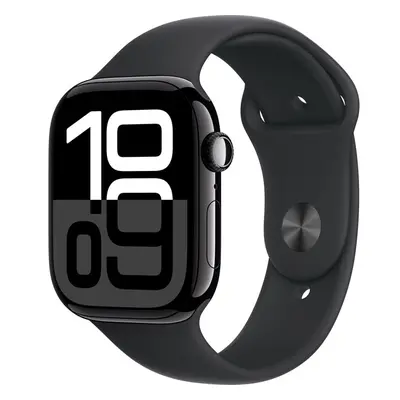 Apple Watch Series 10 42mm Klavírně černý hliník s černým sportovním řemínkem M/L