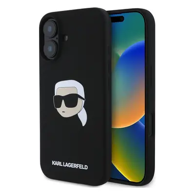 Karl Lagerfeld Liquid Silicone Karl Head MagSafe kryt iPhone 16 černý