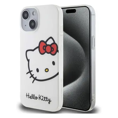 Hello Kitty IML Head Logo Kryt iPhone 15 bílý