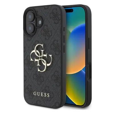 Guess PU 4G Metal Logo kryt pro iPhone 16 Plus šedý